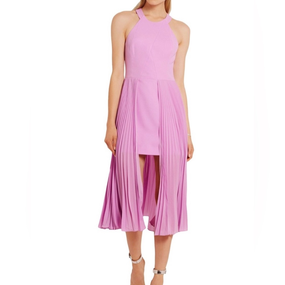 NWT Halston Heritage Pleated Lavender Midi Dress Size 2